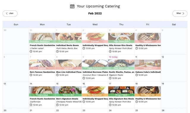 Setup a meal calendar